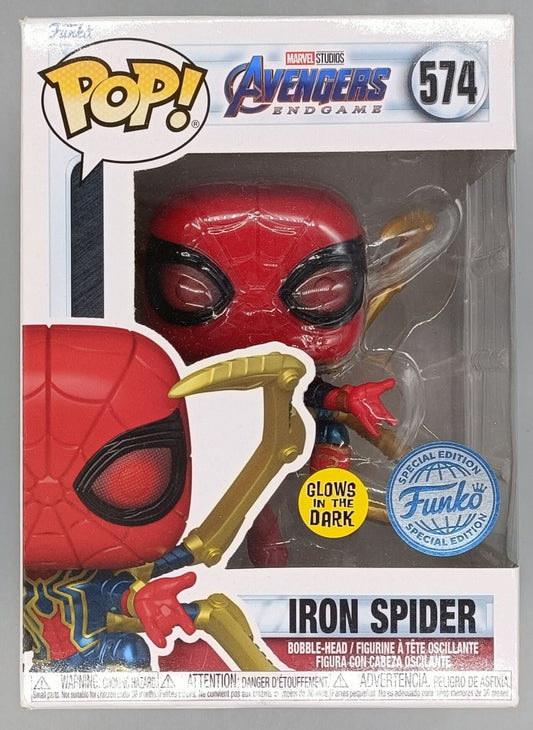 574 Iron Spider (w/ Gauntlet) Glow Marvel Avengers Endgame Funko POP (Box Damage)