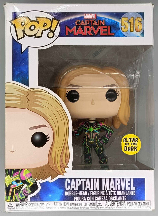 516 Captain Marvel (Neon) Glow - Marvel Captain Marvel Funko POP - Box Damaged