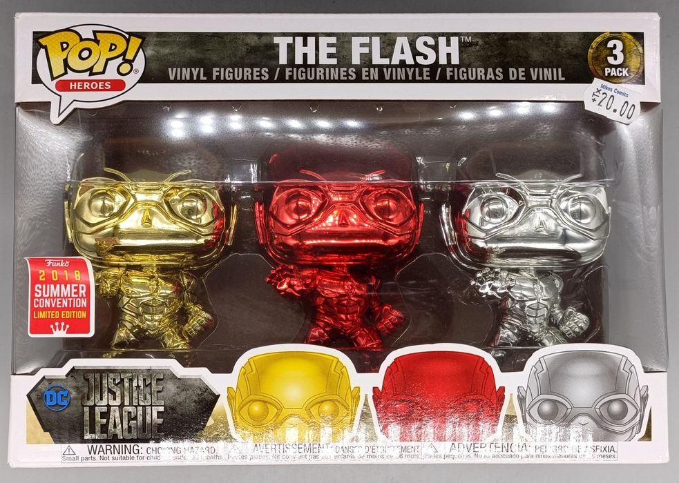 [3 Pack] The Flash (Gold/Red/Silver) - Chrome - DC Funko POP Funko