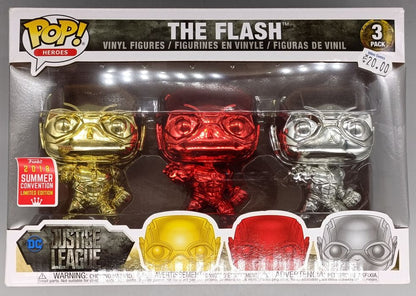 [3 Pack] The Flash (Gold/Red/Silver) - Chrome - DC Funko POP Funko