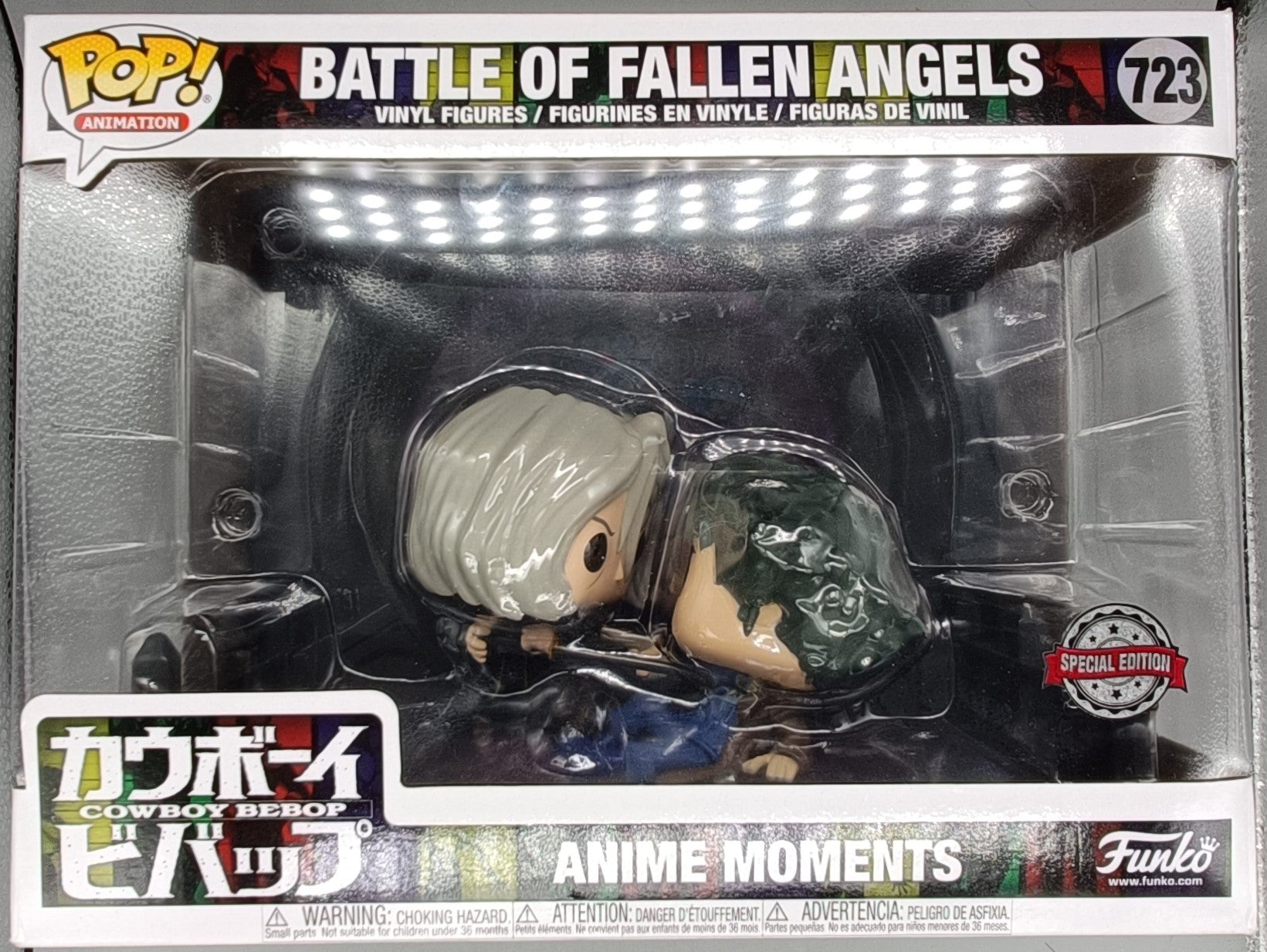 723 Battle of Fallen Angels (Spike, Vicious) Cowboy Bebop Anime Moment Funko POP Box Damaged