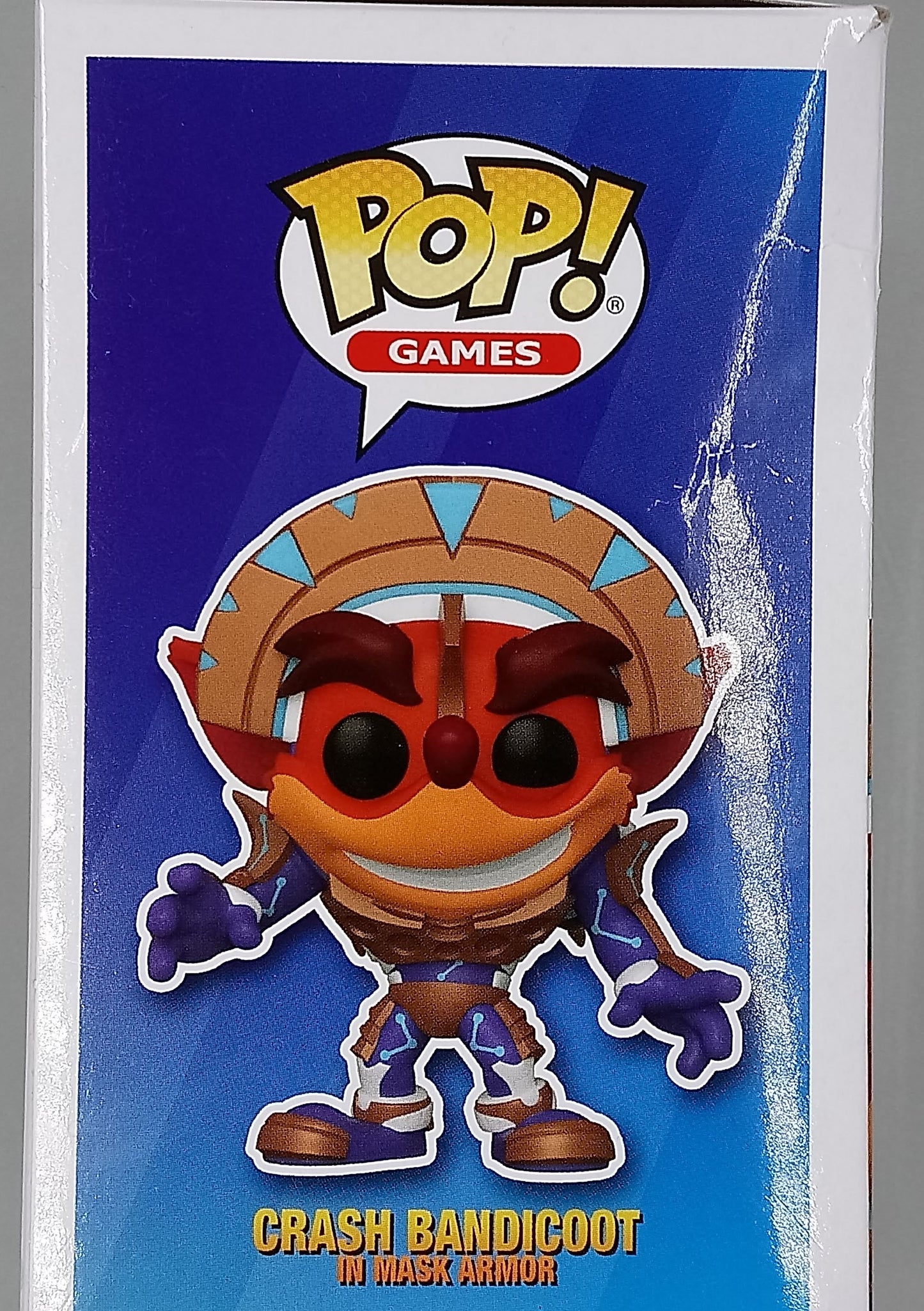 841 Crash Bandicoot (in Mask Armor) - 2021 Con Funko POP (Box Damage)