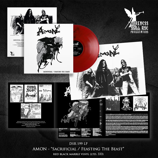 Amon - Sacrificial / Feasting The Beast (3Rd Pressing Red/Black Marble Vinyl) - Death Metal - LP