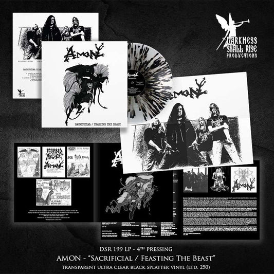 Amon - Sacrificial / Feasting The Beast (4Th Press Clear W/ Black Splatter Vinyl) - Death Metal - LP