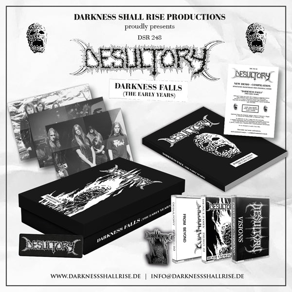 Desultory - Darkness Falls [The Early Years] (3-Tape Box, Hardcover Book, Posters, Metal-Pin, Patch & Certificate) - Death Metal - MC