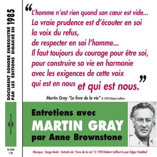 Anne Brownstone Entretiens Avec Martin Gray - Document Sonore 1985 - Rock/Pop - CD