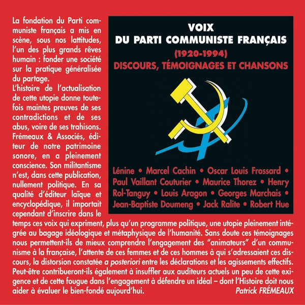 Voix Du Parti Communiste Francais - Temoignages Historiques (1920-1994) - Rock/Pop - CD
