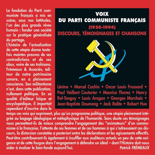 Voix Du Parti Communiste Francais - Temoignages Historiques (1920-1994) - Rock/Pop - CD