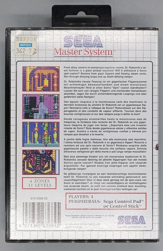 Sonic Spinball for Sega Master System MS - Complete - CIB Sega