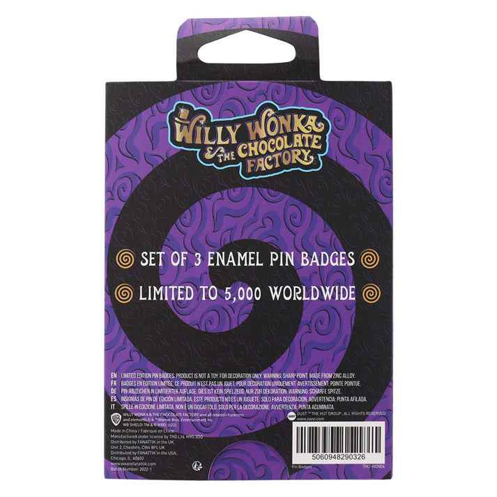Willy Wonka and the Chocolate Factory Limited Edition Triple Pin Badge Set