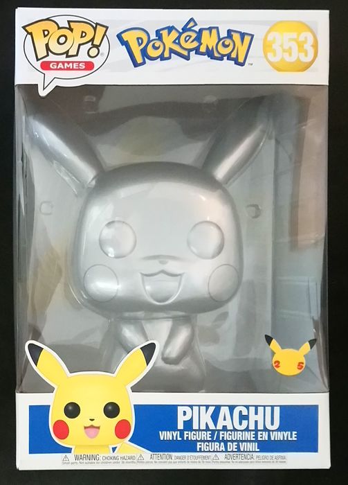 353 Pikachu (Silver) 10 Inch Metallic Pokemon - Box Damaged Funko POP