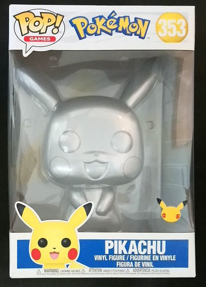 353 Pikachu (Silver) 10 Inch Metallic Pokemon - Box Damaged Funko POP