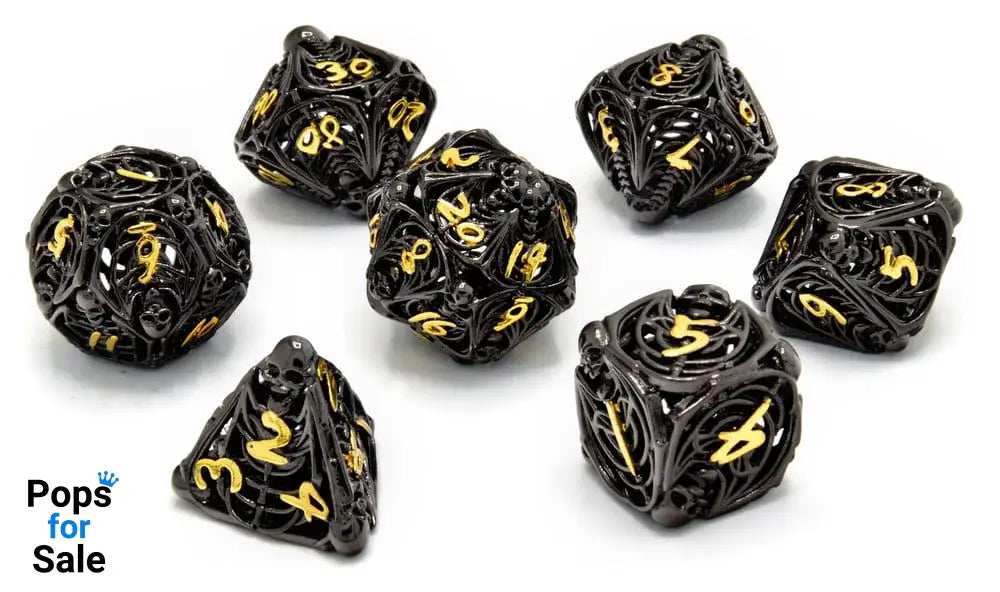 CritStones Hollow Metal Dice Set Soulreaper Gold (7)