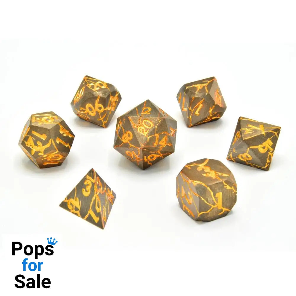 CritStones Metal Dice Set Marred Midas (7)