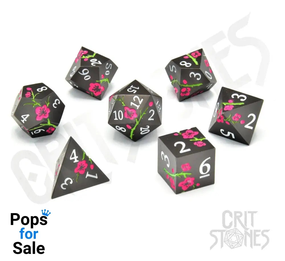 CritStones Metal Dice Set Nighttime Blossom (7)