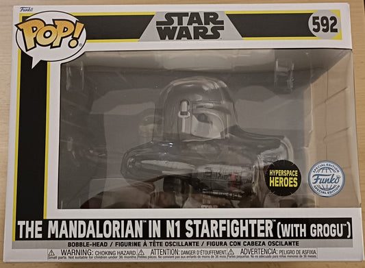 592 The Mandalorian in N1 Starfighter (with Grogu) Star Wars - Box Damaged Funko POP Funko