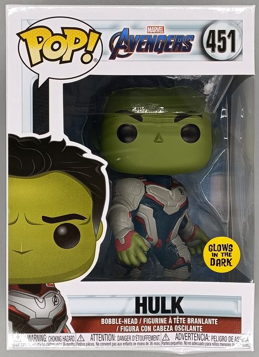 451 Hulk (Team Suit) Glow Marvel Avengers Endgame Box Damaged Funko POP Funko