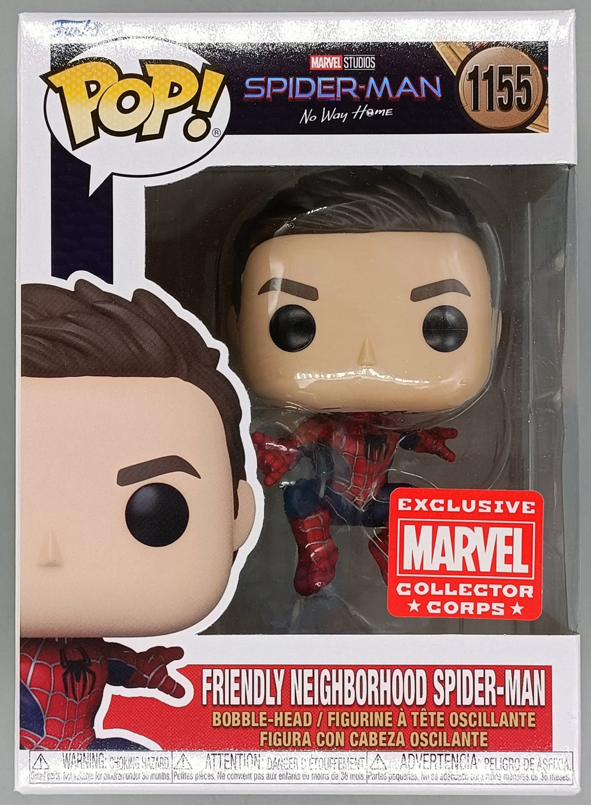 1155 Friendly Neighborhood Spider-Man (Unmasked) Marvel Spider-Man No Way Home - Marvel Collector Corps Funko POP Funko