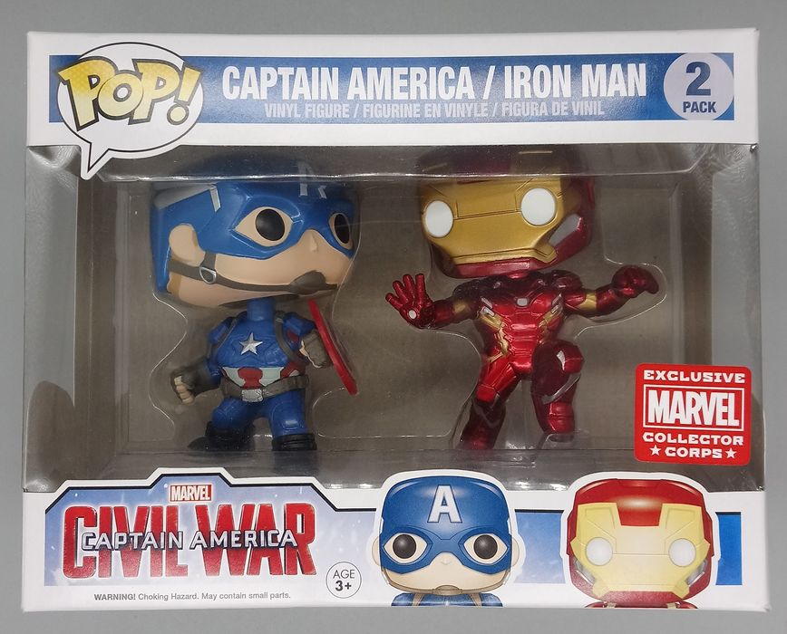 [2 Pack] Captain America/Iron Man (Action Pose) Marve Box Damaged Funko POP Funko