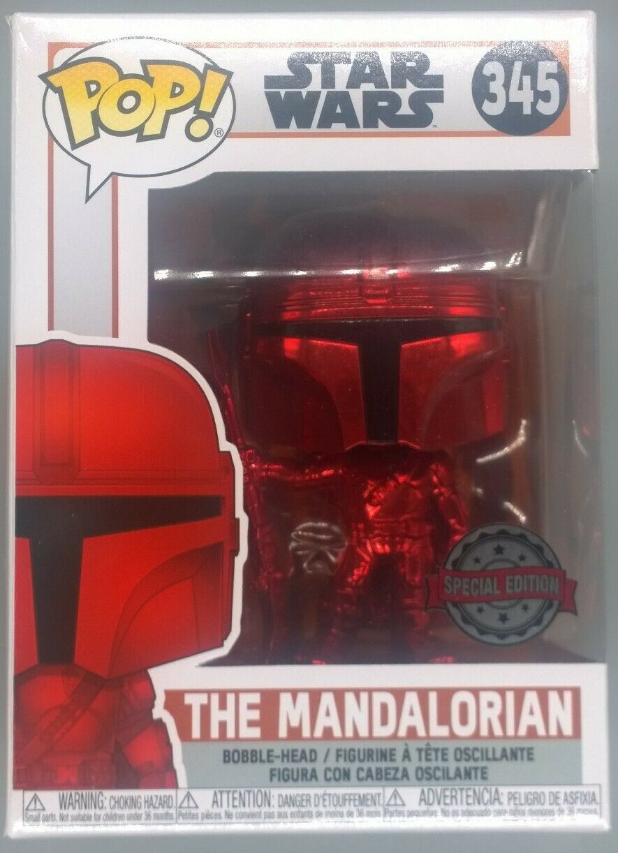 345 The Mandalorian (Beskar Armor- Red) Chrome Star Wars Funko POP