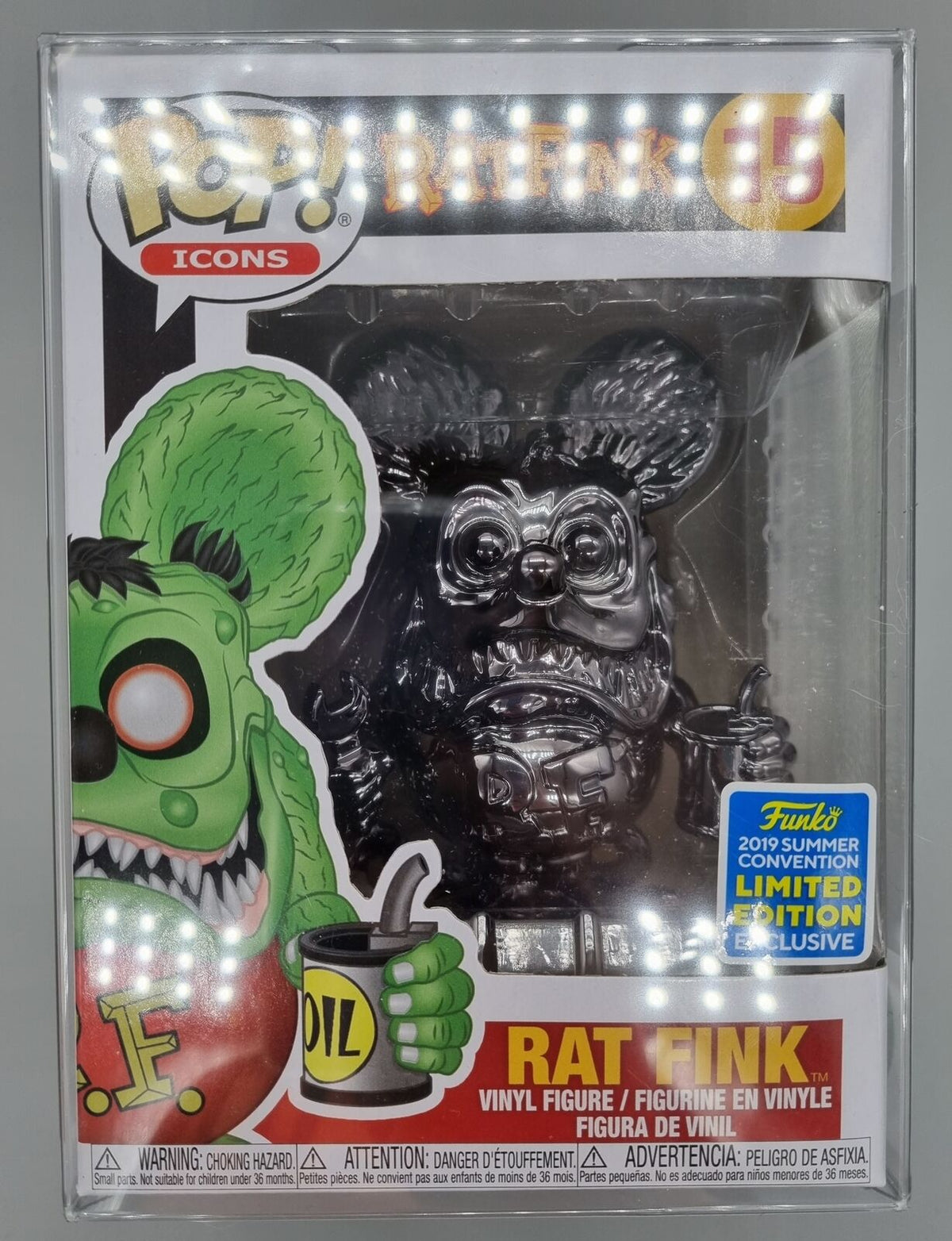 15 Rat Fink (Gray) - Chrome -  2019 Con Funko POP Funko