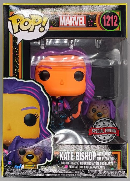 1212 Kate Bishop with Lucky Blacklight Marvel Hawke Box Damaged Funko POP