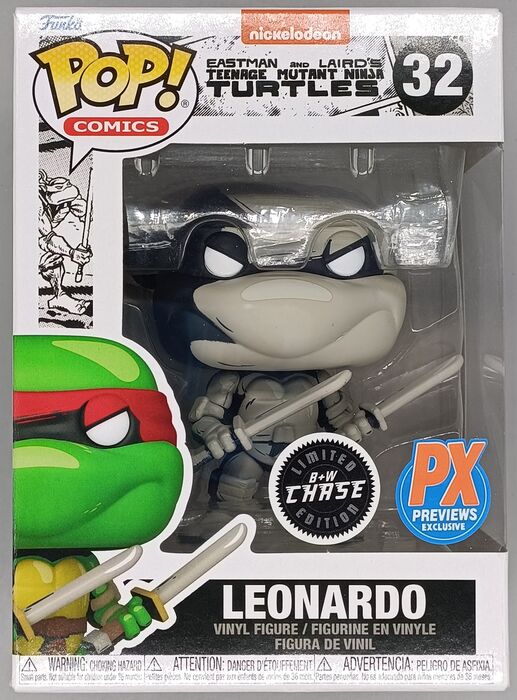 32 Leonardo B&W Chase TMNT Teenage Mutant Ninja Turt Box Damaged Funko POP Funko