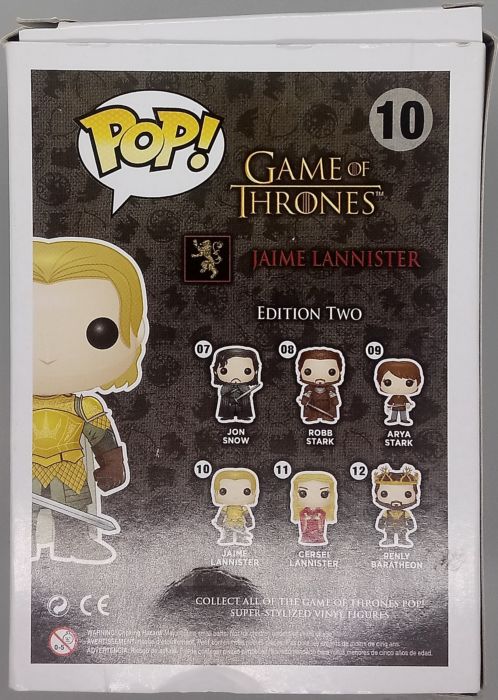 10 Jaime Lannister - Game of Thrones - Box Damaged Funko POP