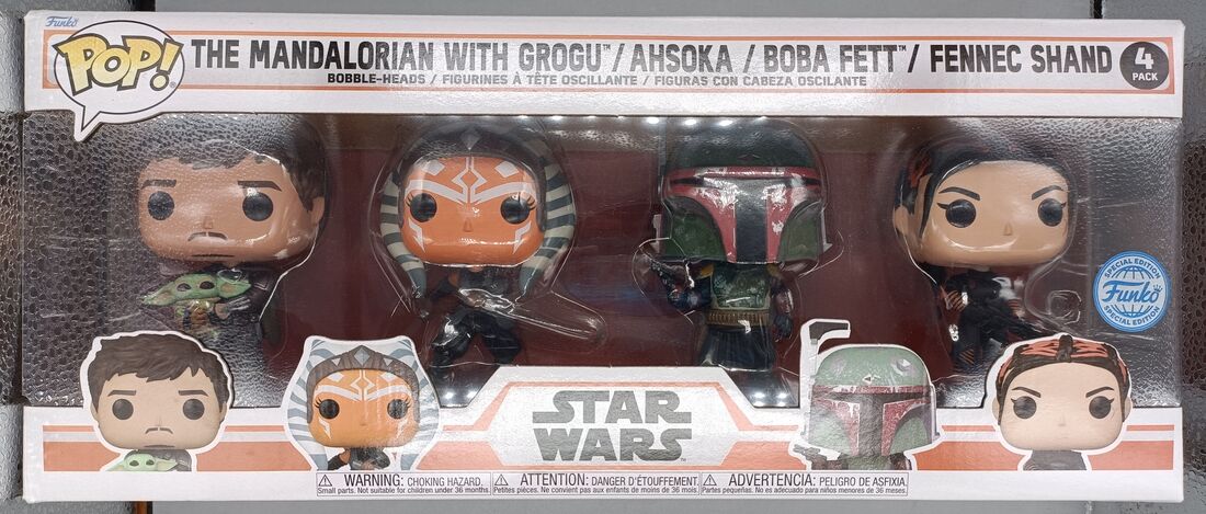 [4 Pack] The Mandalorian / Ahsoka / Boba Fett / Fenn Box Damaged Funko POP Funko