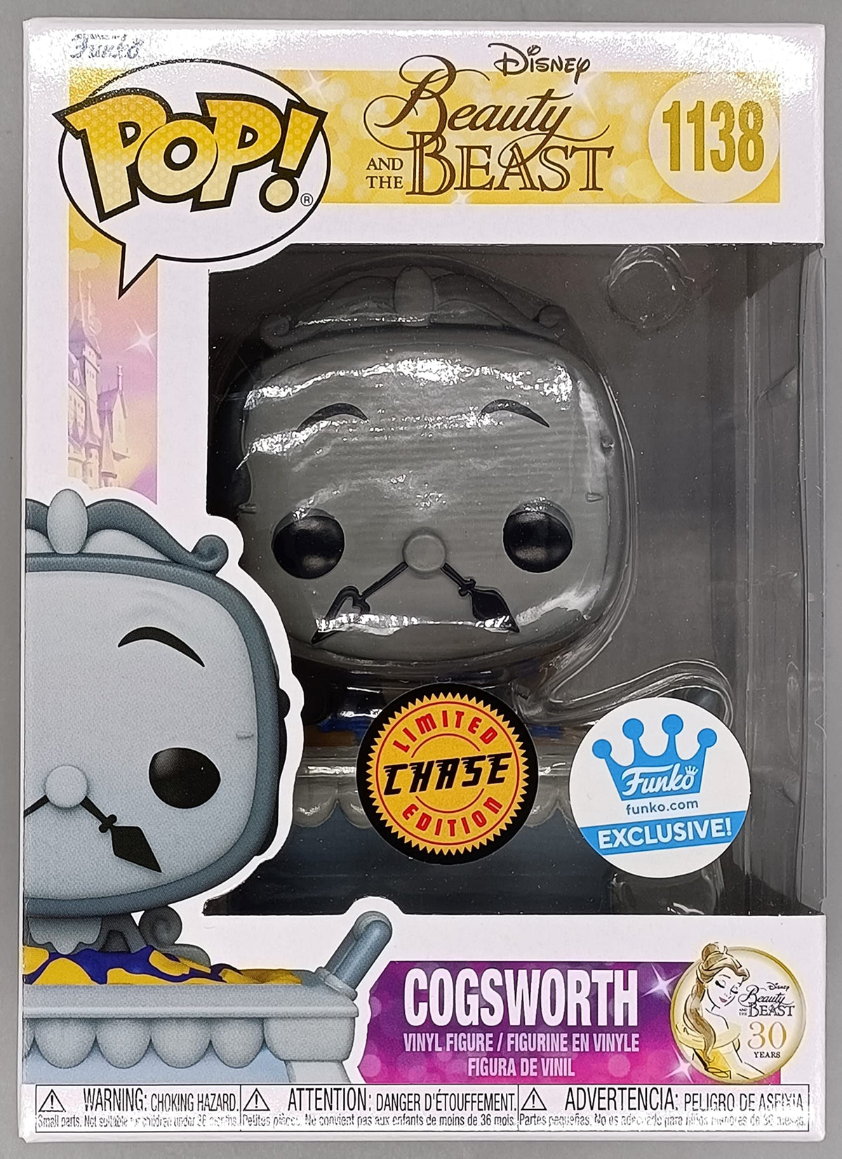 1138 Cogsworth (in Cobbler Pan) B&W Chase Disney Beauty and the Beast Funko POP - Box Damaged Funko