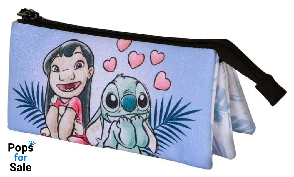 Lilo & Stitch Triple Pencil case Couple Lilac