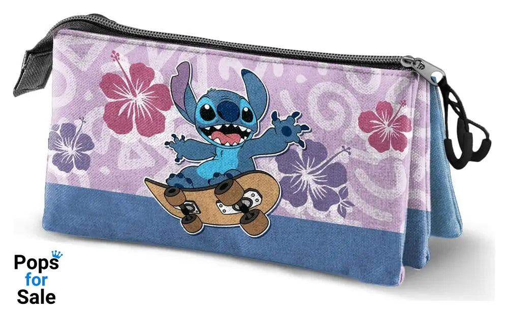 Lilo & Stitch Triple Pencil case Skate Lilac