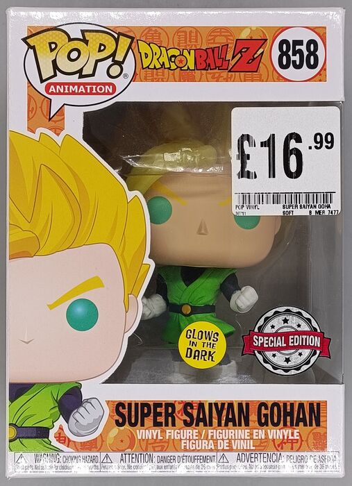858 Super Saiyan Gohan (Teenage) Glow Dragon Ball Z Box Damaged Funko POP Funko
