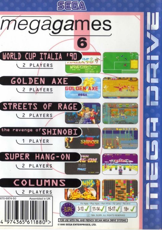 Mega Games 6 (Golden Axe- Streets of Rage- Revenge of Shinob for Sega MegaDrive Mega Drive - UK CIB Sega