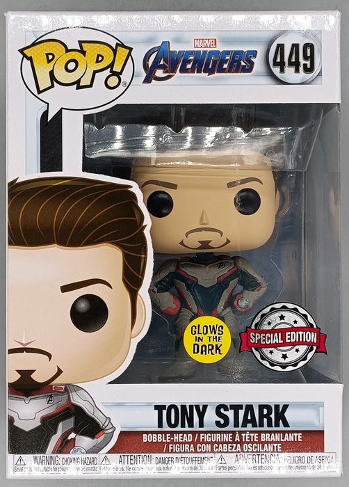 449 Tony Stark (Team Suit) Glow Marvel Avengers En Box Damaged Funko POP