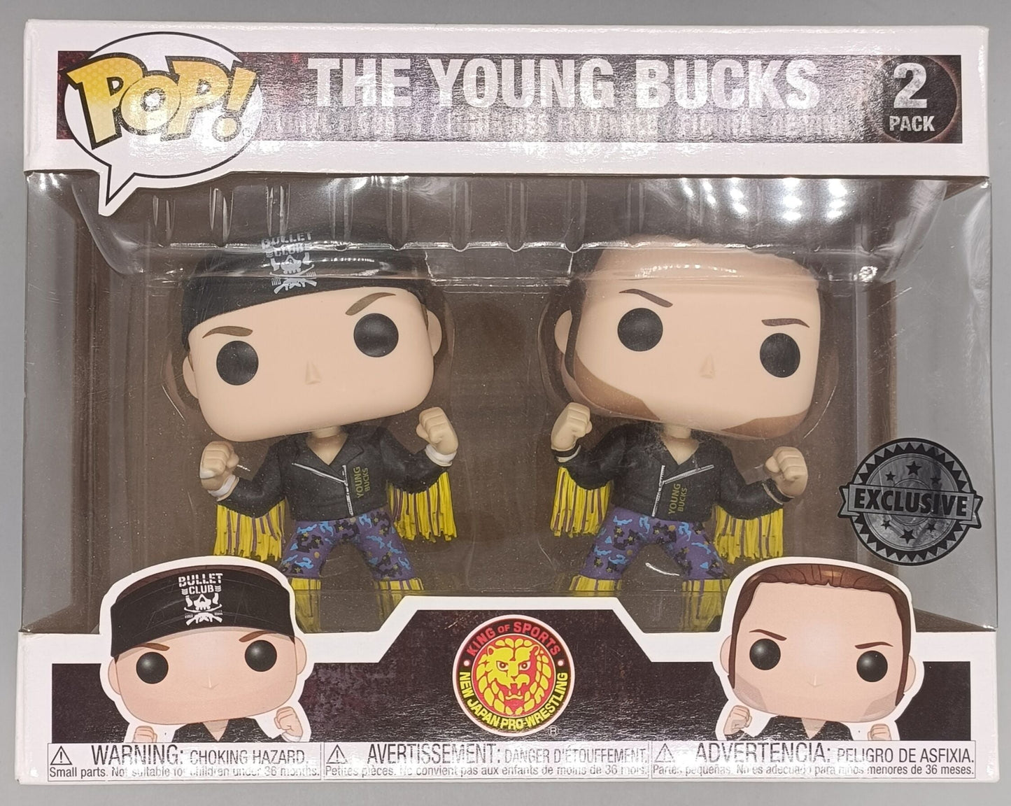 [2 Pack] The Young Bucks (Purple/Gold)  - New Japan Pro Wrestling NJPW AEW Bullet Club Funko POP - Box Damaged