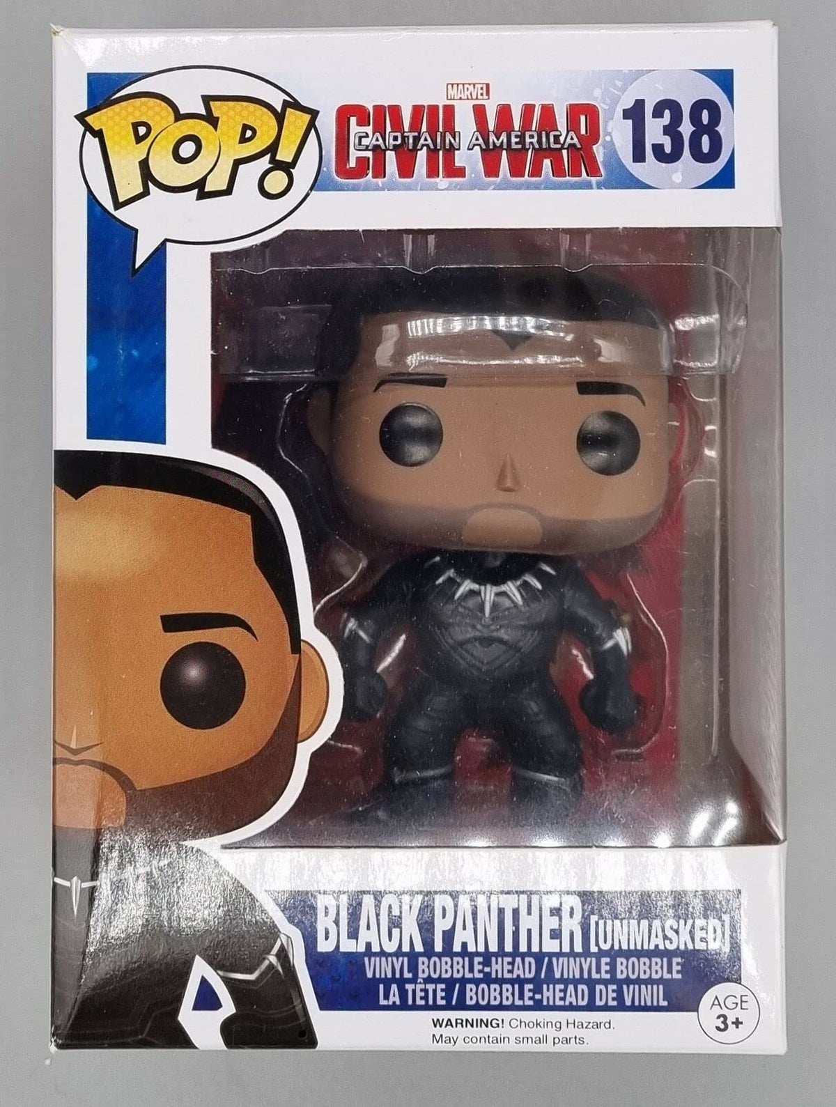 138 Black Panther Unmasked Marvel Captain America Civil War Funko POP - Box Damaged Funko