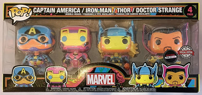 [4 Pack] Captain America-Iron Man-Thor Blacklight - Marvel Funko POP Funko