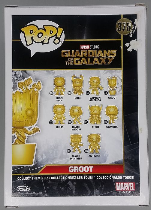 378 Groot (Gold) - Chrome - Marvel Studios 10 Years Box Damaged Funko POP