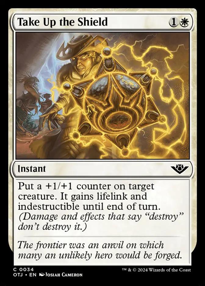 34 - Take Up the Shield - Outlaws of Thunder Junction - Normal - Magic: The Gathering Card