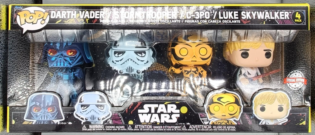 [4 Pack] Darth Vader / Stormtrooper / C-3PO / Luke Skywalker Star Wars Funko POP - Box Damaged Funko