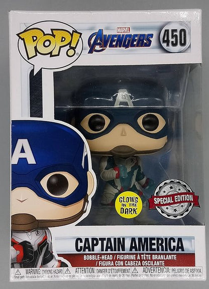 450 Captain America Team Suit Glow Marvel Avengers Endgame Funko POP - Box Damaged Funko