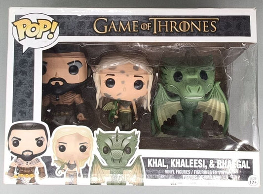 3 Pack - Khal, Khaleesi & Rhaegal -  Game of Thrones Funko POP - Box Damaged - FanofThings.co.uk