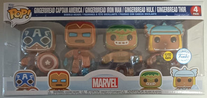 [4 Pack] Marvel Gingerbread Captain America & Iron Man & Hulk & Thor - Holidays - Box Damaged Funko POP
