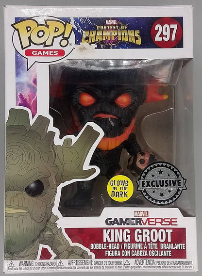 297 King Groot (Scorched) Glow Marvel Contest of Champions Funko POP - Box Damaged