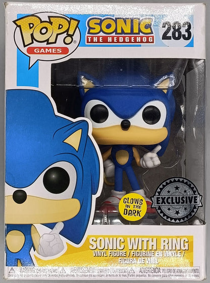 283 Sonic with Ring - Glow - Sonic the Hedghog - Box Damaged Funko POP