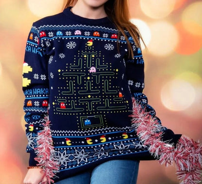 Pac-Man Christmas Sweater Size L