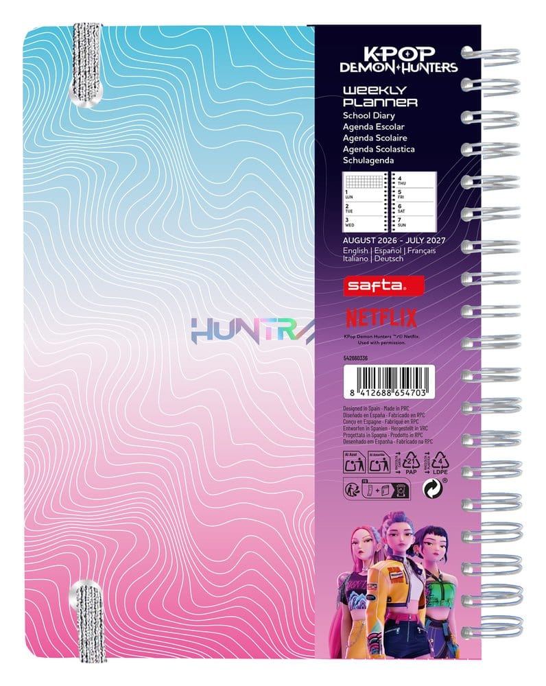 KPop Demon Hunters School Diary weekly planner 2026/2027 A5 Grupo Erik