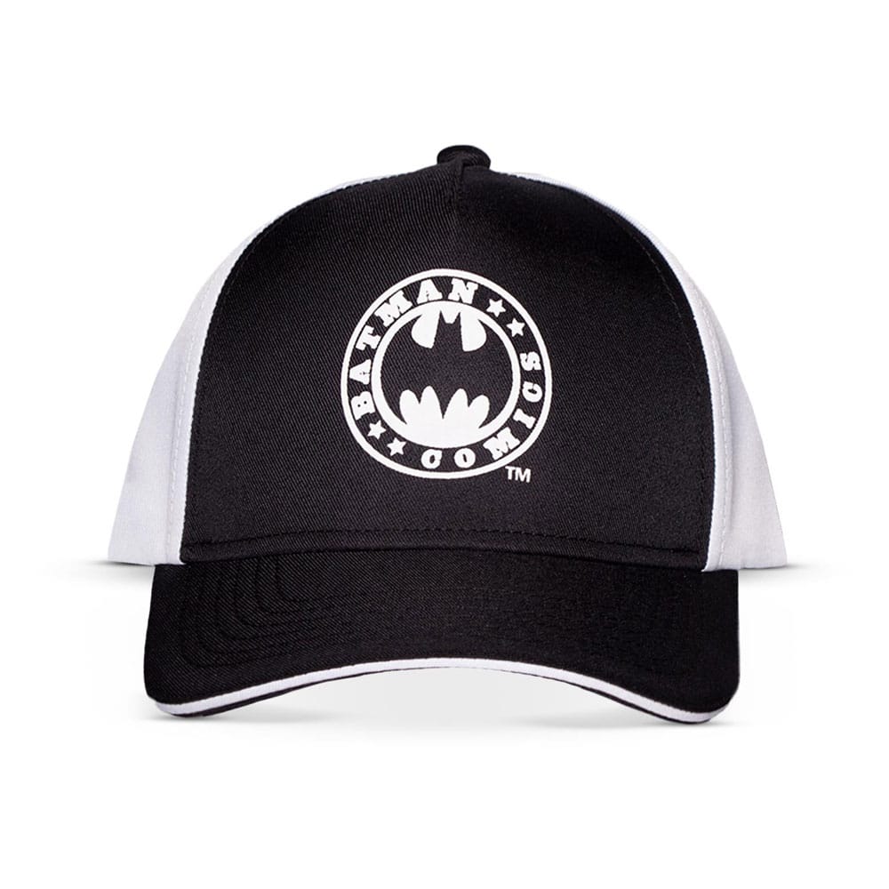 DC Comics Baseball Cap Batman Logo Black & White - FanofThings.co.uk