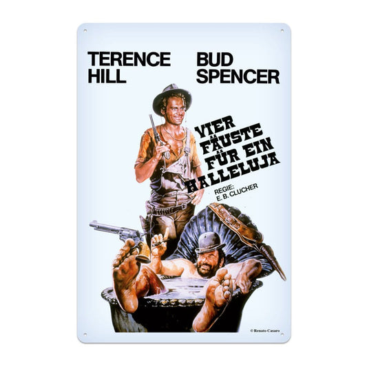 Bud Spencer & Terence Hill Tin Sign Vier Fäuste für ein Halleluja 20 x 30 cm Tin signs
